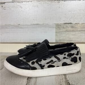 Cole Haan Women’s 6 GrandPro Spectator Kiltie Loafer Flats Black Calf Hair Fur